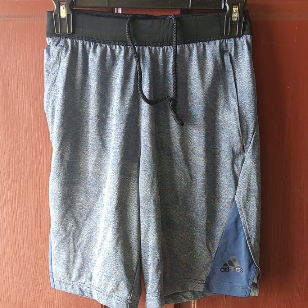 Adidas Blue and Black Athletic Shorts Moisture-Wicking